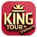 made by AI Canvas with gold and red color 1:1 design. free text: Kingtour Vietnam.
